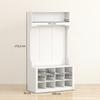 Hallway Coat Rack with Shelf, Bench, Hooks, Shoe Compartments, Particleboard, MDF, White