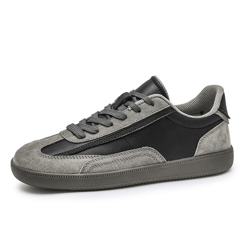 Men Black Sneakers Spring Fashion Korean Style Round Head Lace Up Casual Outdoor Walking Flat Shoes Zapatillas De Deporte