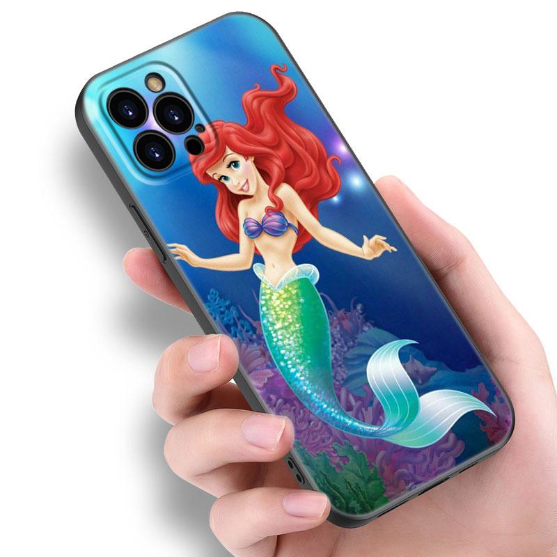 The Little M-Mermaid Phone Case For Apple iPhone 12 13 Mini 11 14 15 Pro Max 7 8 Plus X XR XS SE 2020 2022 Black Silicone Case
