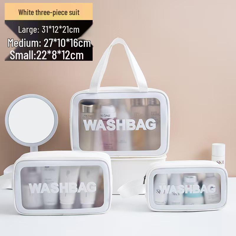 Trendy Large-Capacity PU Makeup Bag Set: Portable Three-Piece Cosmetic Organizer