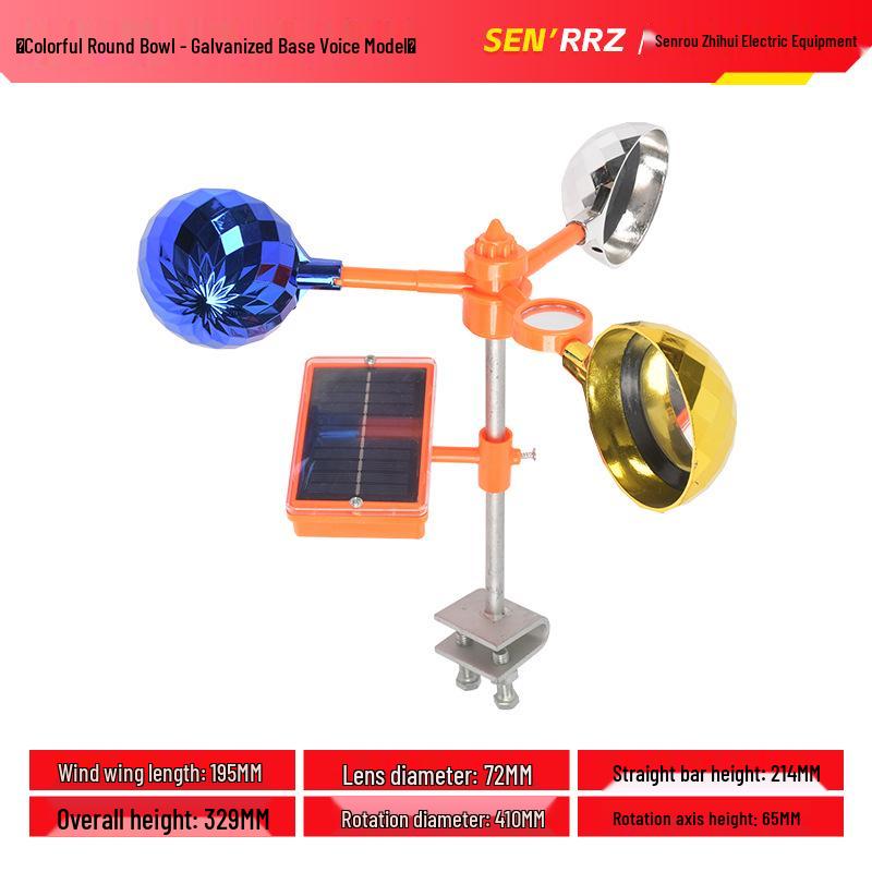 Solar Wind-Powered Bird Repellent for Orchards, Fish Ponds, and Farmland