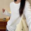 Spring Autumn Round Neck Solid Color Cotton T-shirt Women Long Sleeve All-match Bottomed Top Pullover Tee