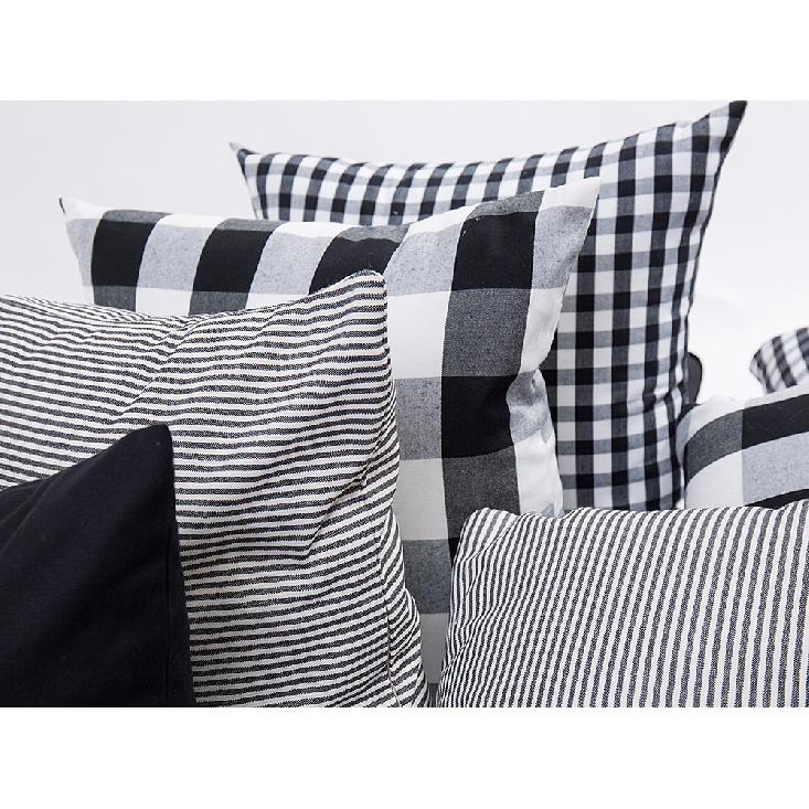 30X50/45X45cm Black Yarn Dyed Cotton Linen Tasselled Cushion Cover Hot Plaid Stripes Geometry Pillowcase Decorativos Para
