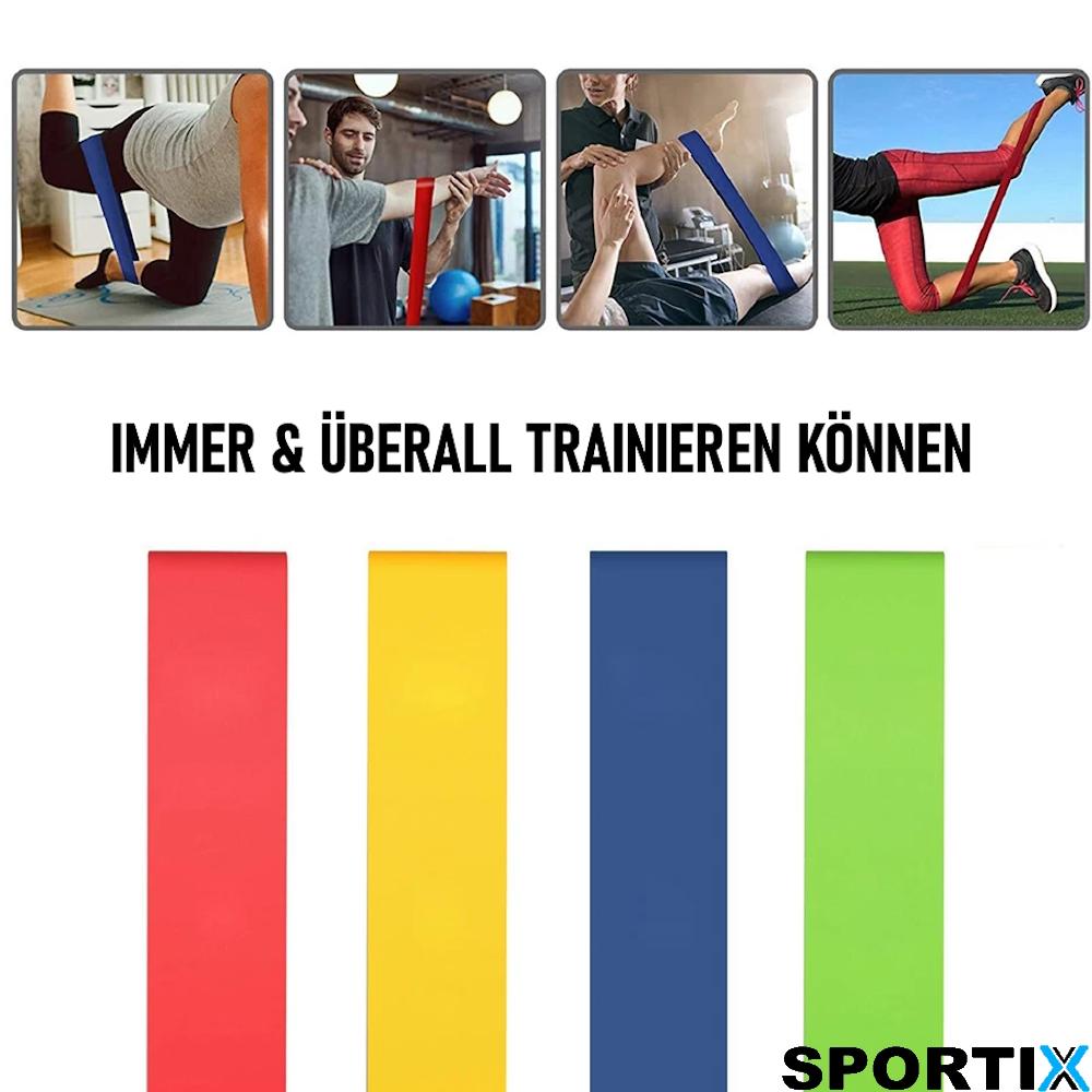 SPORTIX Widerstandsbänder Fitnessbänder Gymnastikbänder Resistance Yoga Bands 4x