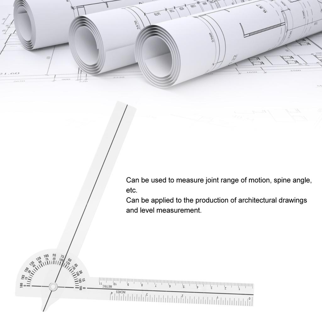Goniometer Joint Range Motion Protractor 180 Degree Transparent Clear Mark Finger Measuring Physical Therapy Ruler