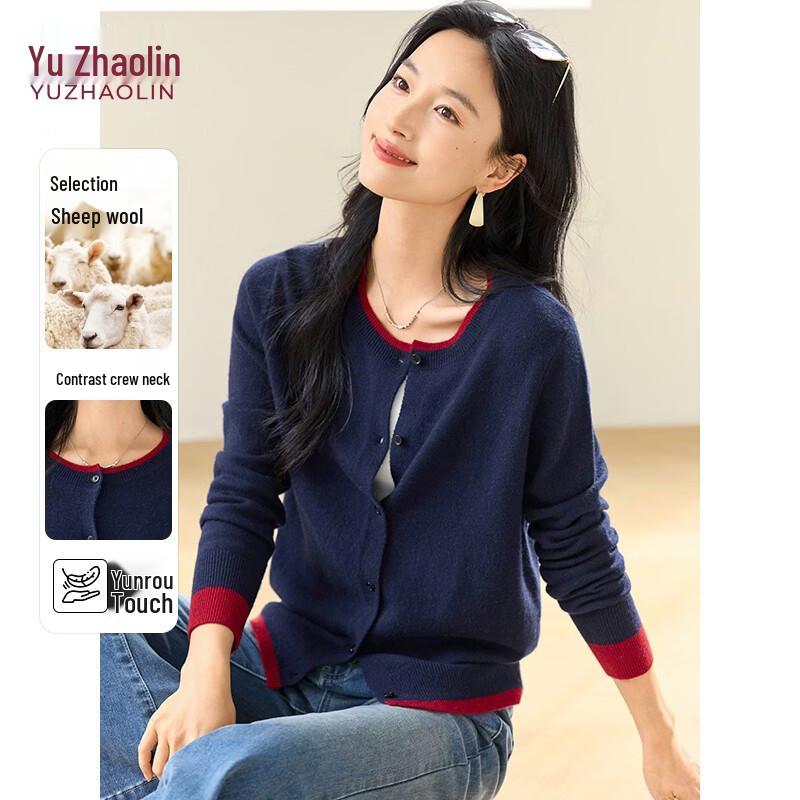 YUZHAOLIN Women s Color-Block Knitted Cardigan M