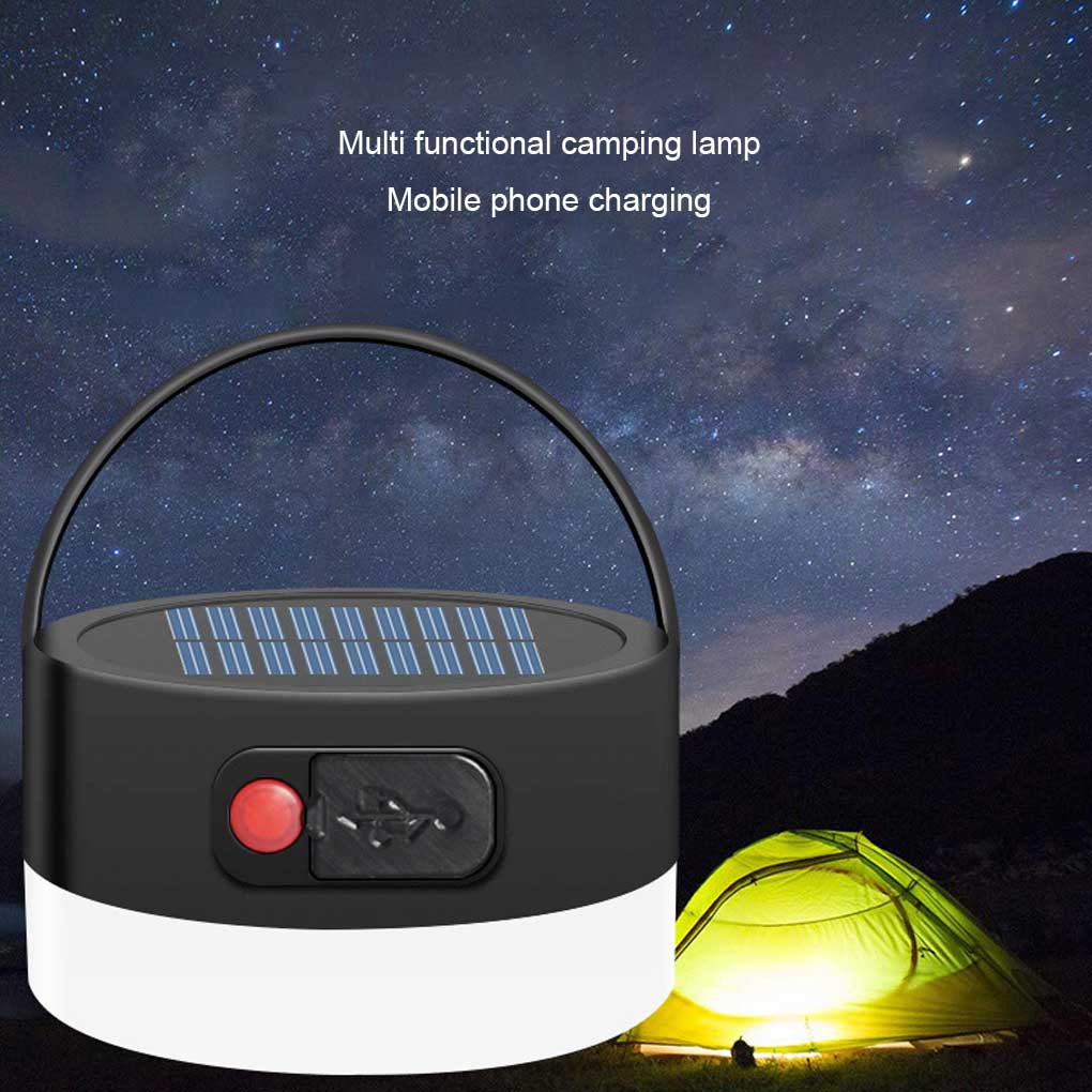 Solar Tent Lamp Outdoor Camping Rechargeable Emergency Lantern Camper IP55 Waterproof Adjustable Light Power Bank Patio