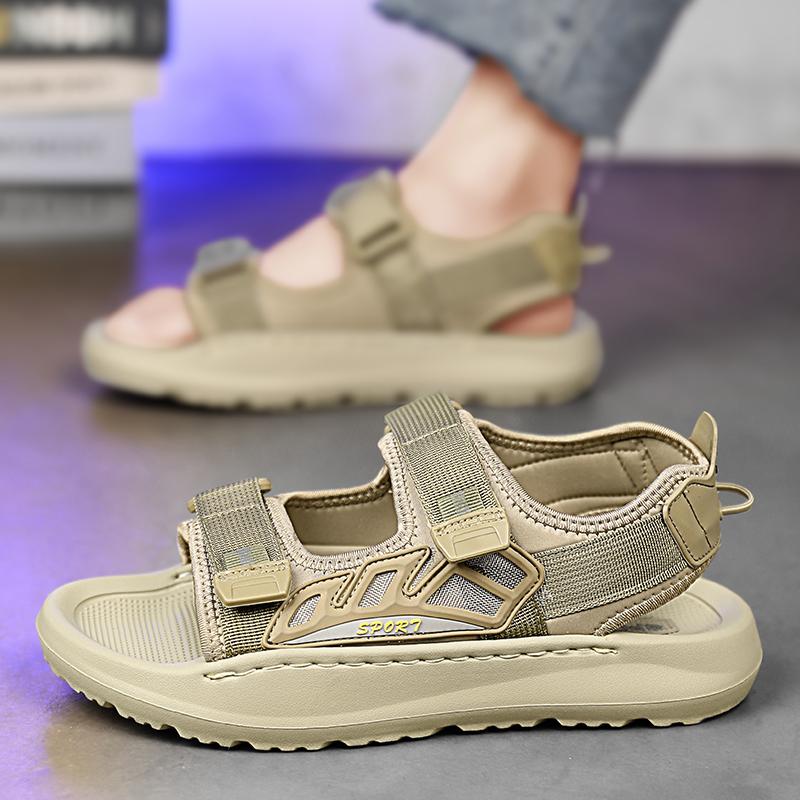 Fashion New Casual Leather Mens Sandals Quick Dry Wading Aqua Shoes Outdoor Beach Summer Footwear Non-slip Hiking Trekking Shoes Sandals