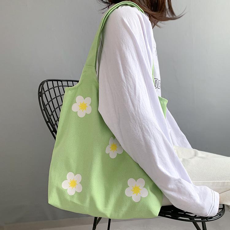 Hyuna Floral Canvas Tote Bag - Women's Single Shoulder, Japanese & Korean Style, Fresh Literary Ins Vest Bag