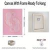 Framed - Cheetah Animal Printed Pink Canvas Wall Art Poster Full of Vitality Decorative Mural Poster Including Hanging Hardware