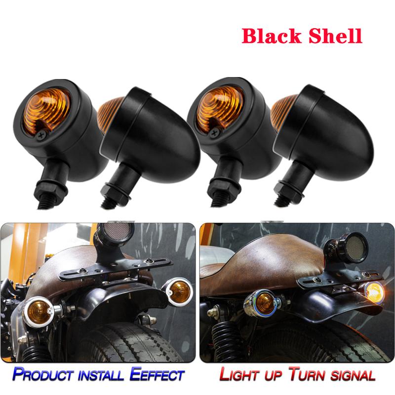 Bullet Motorcycle Turn Signal Lights Indicator Amber Blinker Retro Lamps For Harley Davidson Honda Yamaha Cruiser Bobber Chopper