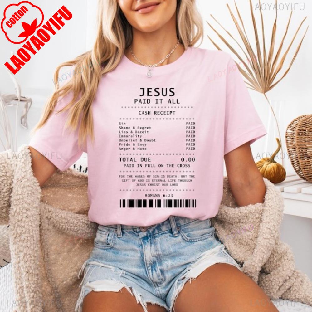 Jesus Paid It All Shirt Christian Women TShirt Jesus Loves Me TShirt Trendy Casual Unique Gift Tee Faith Religious Unisex Tops S