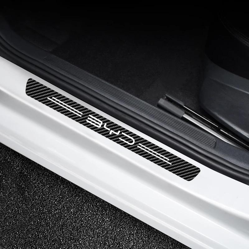 Car Exterior Door Sill Door Bowl Protective Sticker For BYD Dolphin Seal Atto3 Han Tang Song Yuan BYD Carbon Fiber Anti‑Wea