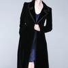 Autumn Women Vintage Wrap Black Velvet Maxi Coat Thick Warm Long Trench Coat Outwear