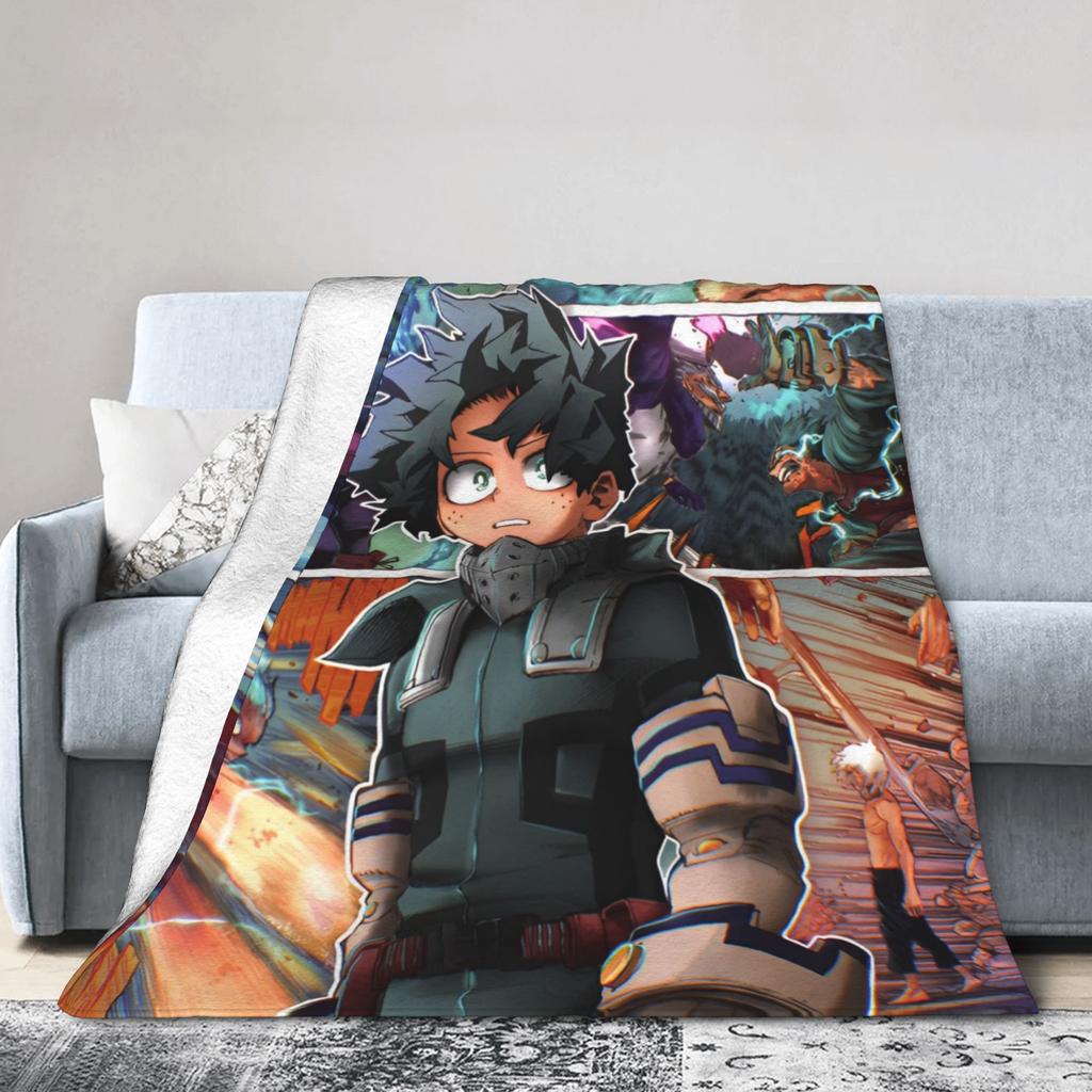 Izuku Midoriya Coral Fleece Plush Throw Blanket Academy Anime Manga Blanket for Home Bedroom Warm Bed Rug