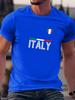 Men's Summer 100 Cotton Fashionable Casual Sports Loose Fit Plus Size Italian Letter Printed Round Neck Short Sleeved T-shirt