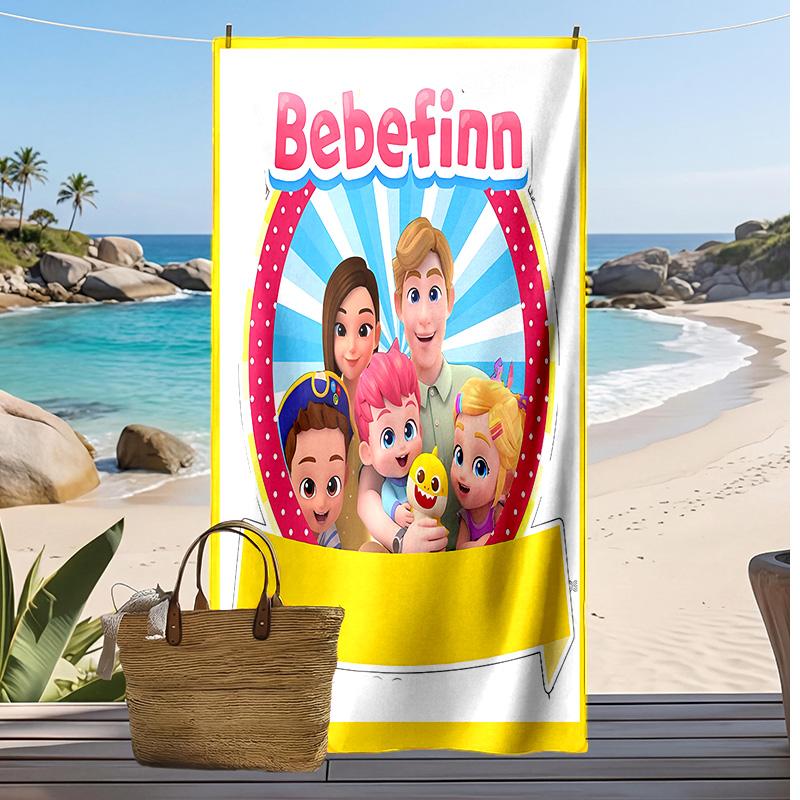 Telo da Spiaggia Stampato Cartoon bebefinn Asciugatura Rapida Asciugamano da Bagno Super Assorbente Morbido Leggero per Piscina Viaggi Estivi
