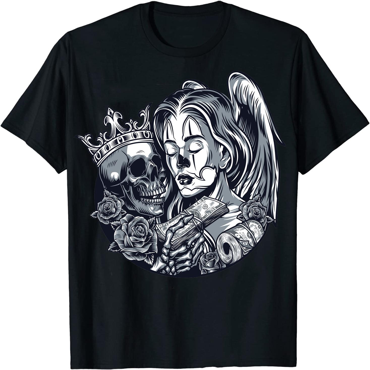 

Rose Skeleton Girl Men s Short Sleeve T-Shirt Mens T Shirts Casual Cotton Breathable Funny T Shirt Birthday Gift XS чорний
