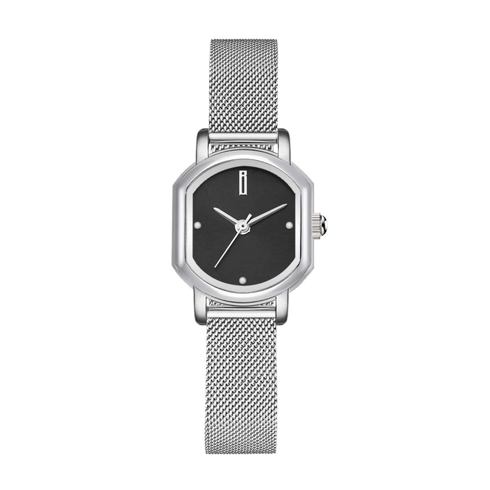 Beullangsieleu Ciel Classic Black Dot Mesh Bw10925L-Wbwm Square Women'S Metal Watch