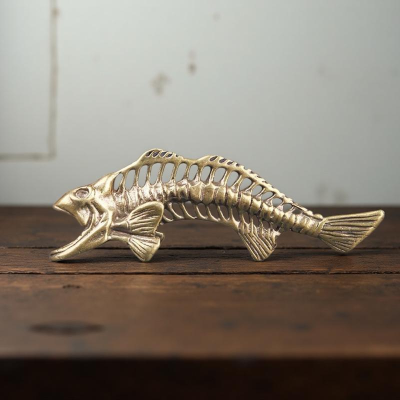 Legierung Retro Fischskelett Ornament Handgeschnitzt Exquisite Vintage-Oberfläche für Haus Schreibtisch Büro Arbeitszimmer Dekoration