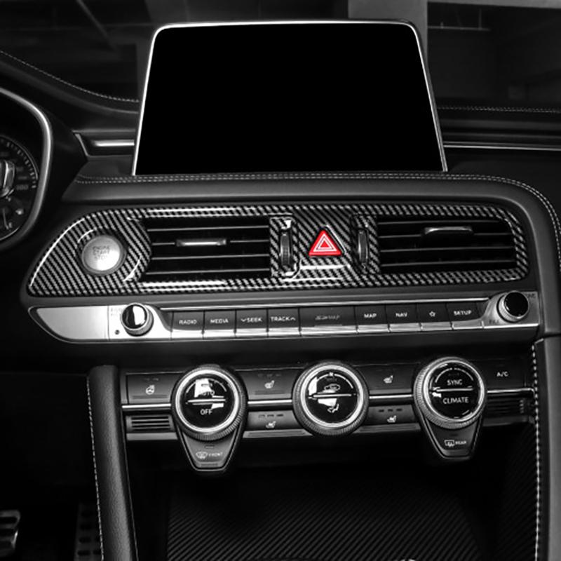 For Genesis G70     Carbon Fiber Style ABS Central Air Condition Outlet Vent Cover Trim Interior Accessories