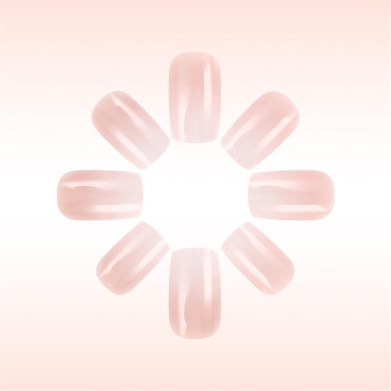 24 Pcs Short Square Press On Nail Gradient False Nail Simple Acrylic Nail Glossy Full Cover Stick On Nail for Woman