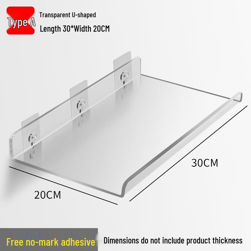 Acrylic Wall-Mounted Bathroom Mirror Cabinet with No-Punch Shelf