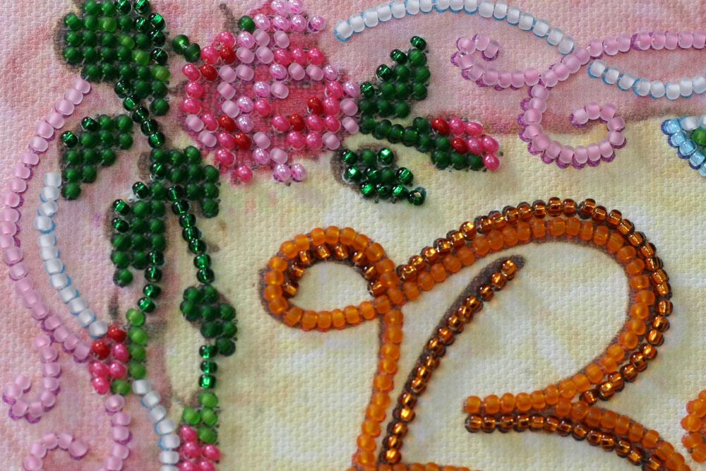 Mini Kit for Embroidery with Beads On Natural Artistic Canvas Abris Art Believe Love Dream