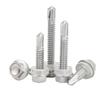 304/410 Stainless Steel Hex Head Self-Drilling Screws with Color Steel Tile Swallow Tail, DIN7504K.