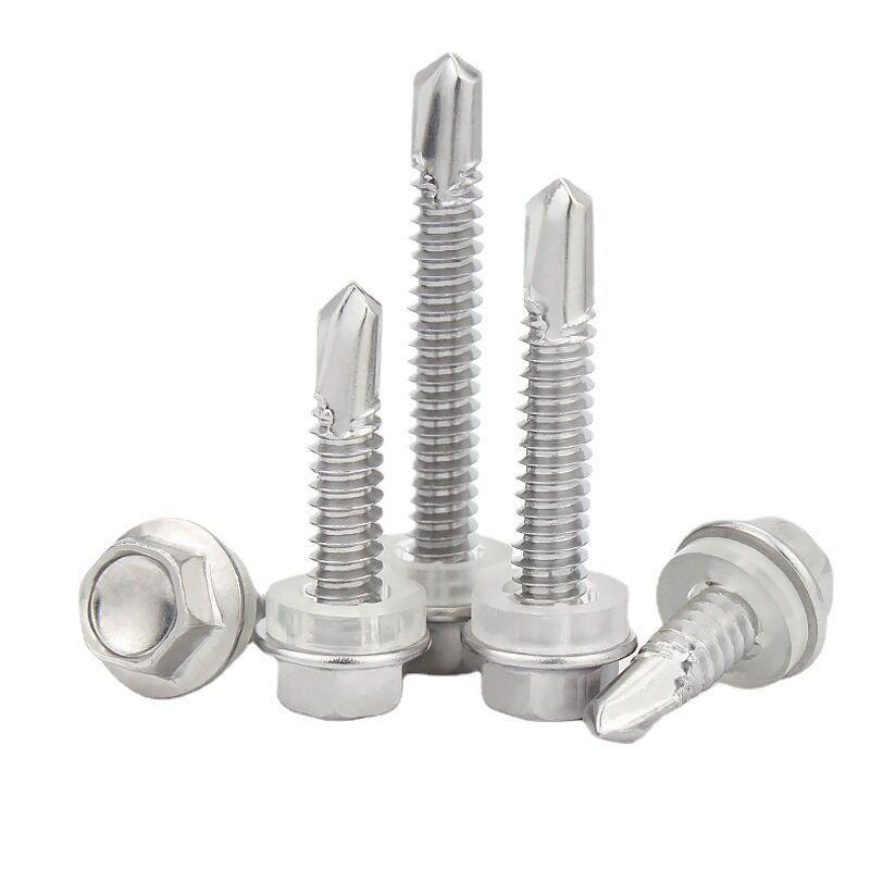 304/410 Stainless Steel Hex Head Self-Drilling Screws with Color Steel Tile Swallow Tail, DIN7504K.