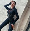 Macacão Feminino de Manga Longa com Zíper, Modelagem Slim e Design Levanta Bumbum para Uso Diário