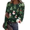 Women's  And Winter Slim Bottom T-shirt Fashion Casual Christmas Printed Round Neck Pullover Long Sleeve Top