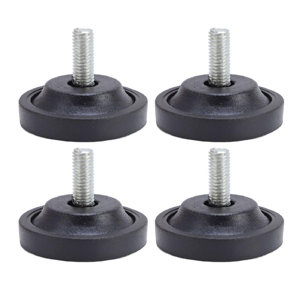 4pcs Black Furniture Leveling Feet M10 Thread Rubber Feet Bumpers Noise Reduction