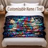 Music Theme Soft Blanket Personalized Custom Name Text Print Warm Blanket Home Sofa Bedroom Decor