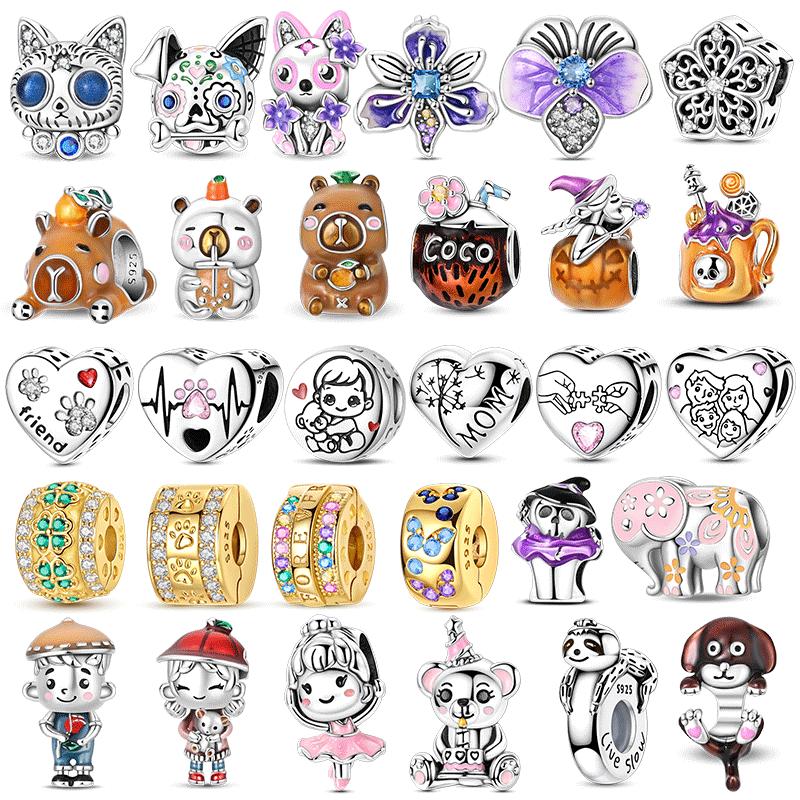 Kupfer Niedliche Tierchen Tiere Capybara Katze Hund Paar Anhänger Perle Passend für Original Armband Für Frau DIY Schmuck Geschenke