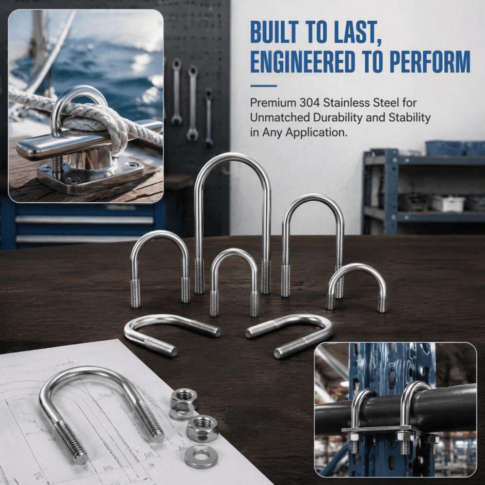 20pcs Round Bend Round Bend U Bolt Machinery Hardware Construction Hardware Construction Industry
