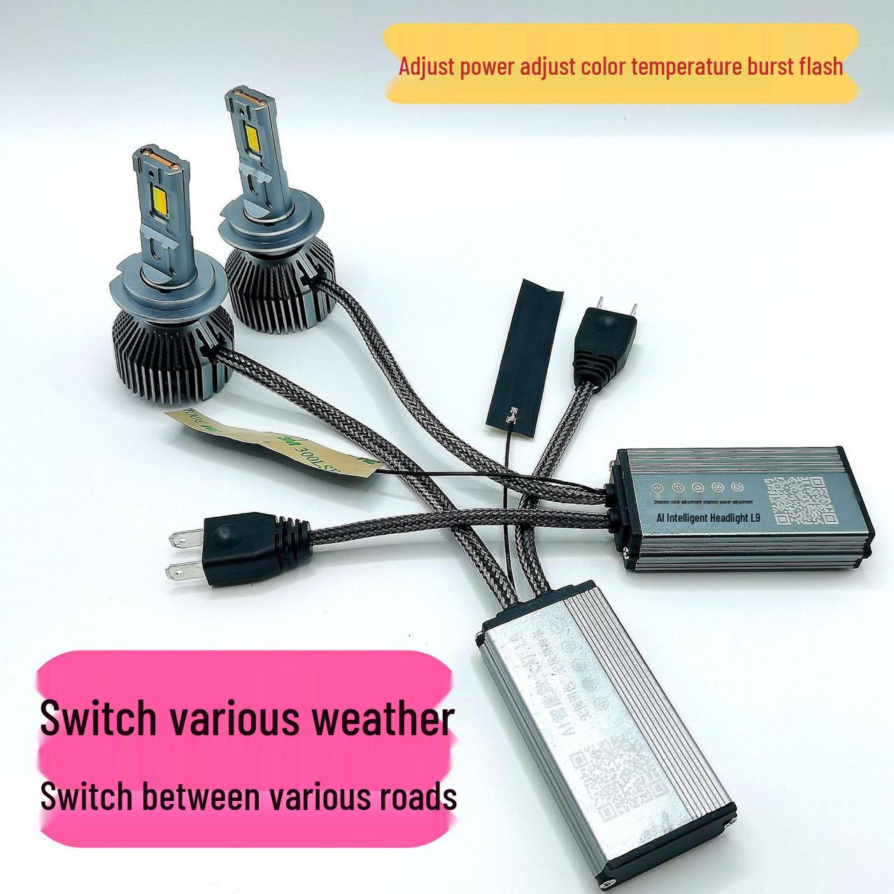 

Автомобильные фары с управлением от ИИ: Регулируемый 3-цветный (3000K/4300K/6000K), 80W H11 APP Control