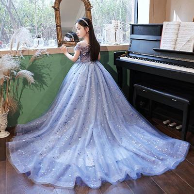 Meisjes Modieuze Prinsessenjurk - Puffy Sleeppak Avondjurk voor Catwalk, Feest of Piano Optreden