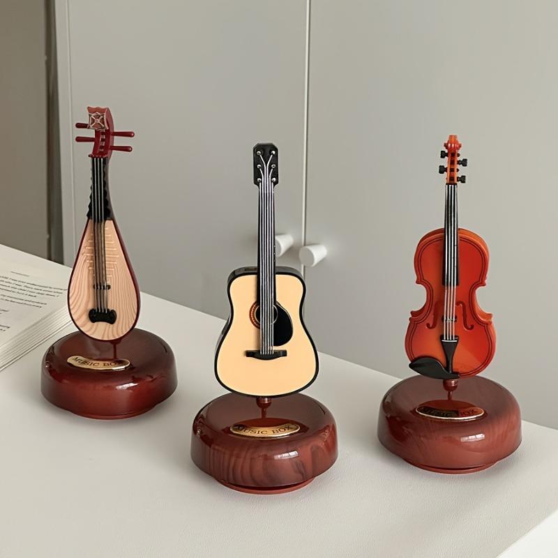 Vintage Decorative Music Box Featuring a Violin Guitar And Pipa Perfect As a Birthday Gift Or Classic Ornament