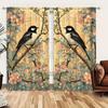 2 Pieces of Retro Flower and Bird Painting Curtains Suitable for Family and Friends   Sunshade and Privacy Protection Curtains