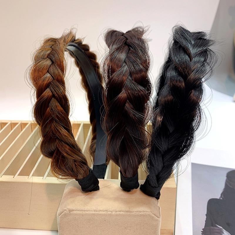 Women's Braided Hair Band High Elasticity Hairpiece Fashionable Hair Accesories Hairband for Girls Natural Look