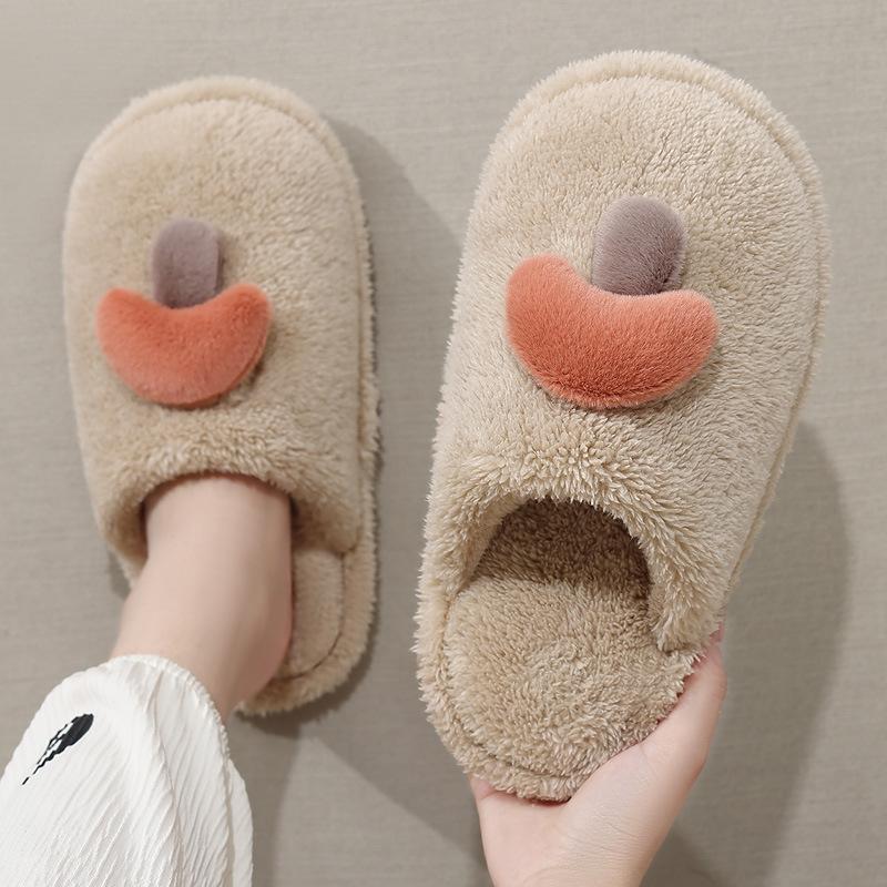 Cute mushroom cotton slippers winter indoor home household plush warm winter fluffy slippers winter