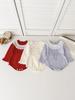 Baby Girl Cotton Lace Trim Knitted Bodysuit with Ruffle Collar