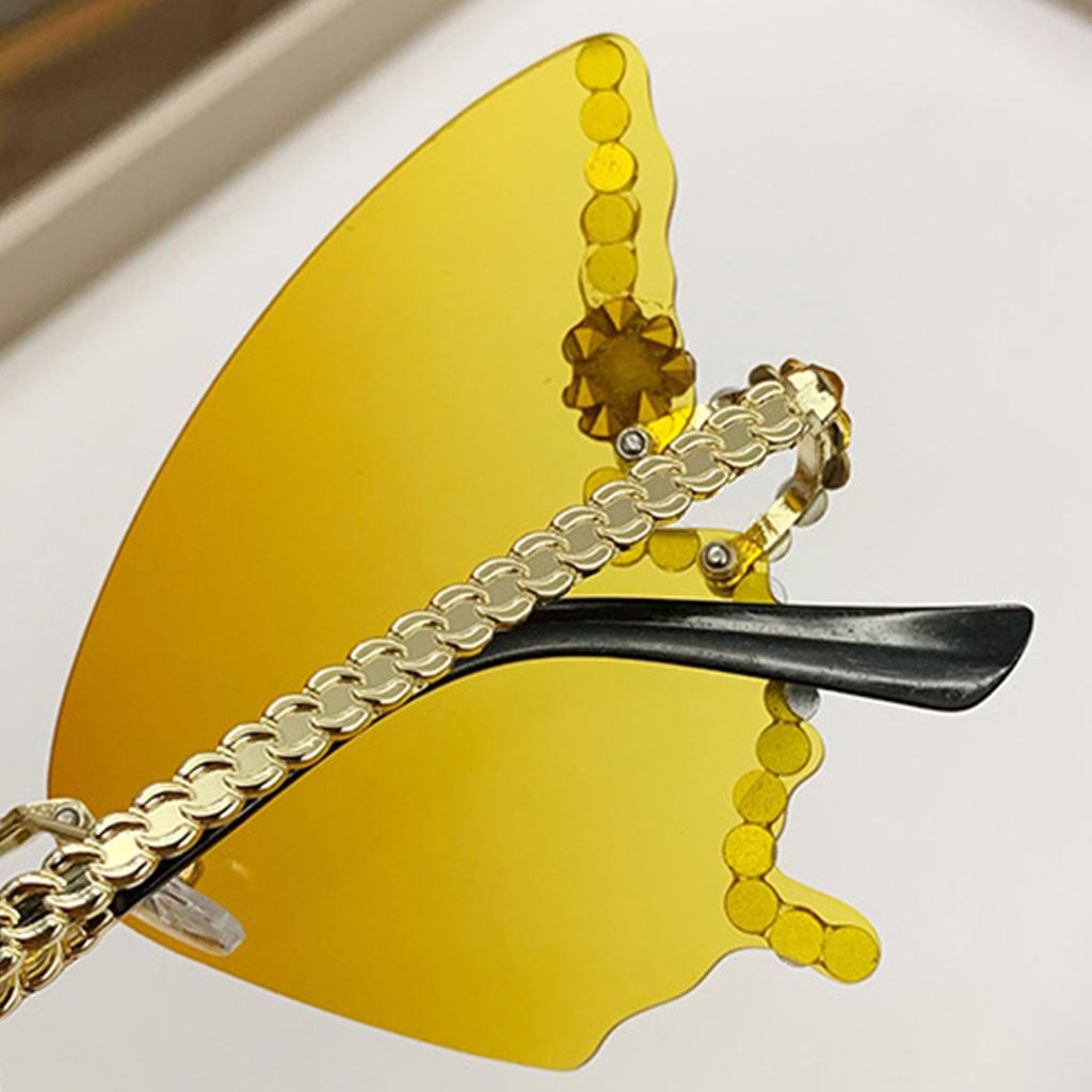 Butterfly Glasses Women Rimless Sunglasses Small Face Diamond Butterfly Sunglasses Rhinestone Bling Sunglasses Cat-Eye
