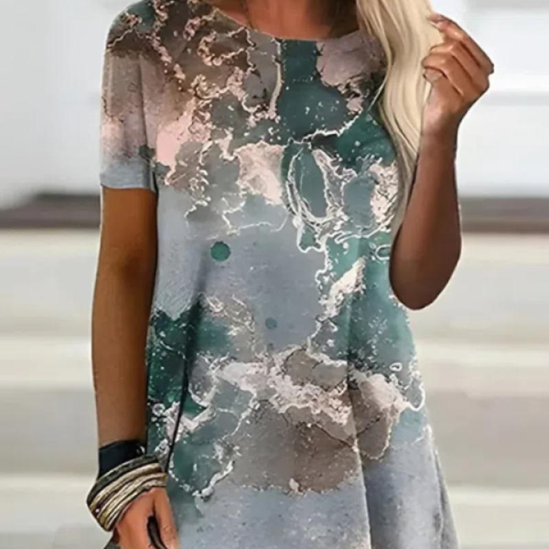 

Жіноча футболка в смужку з графічним малюнком для повсякденного відпочинку на вихід у світ з абстрактним геометричним малюнком Футболка коротка XS-8XL 8XL