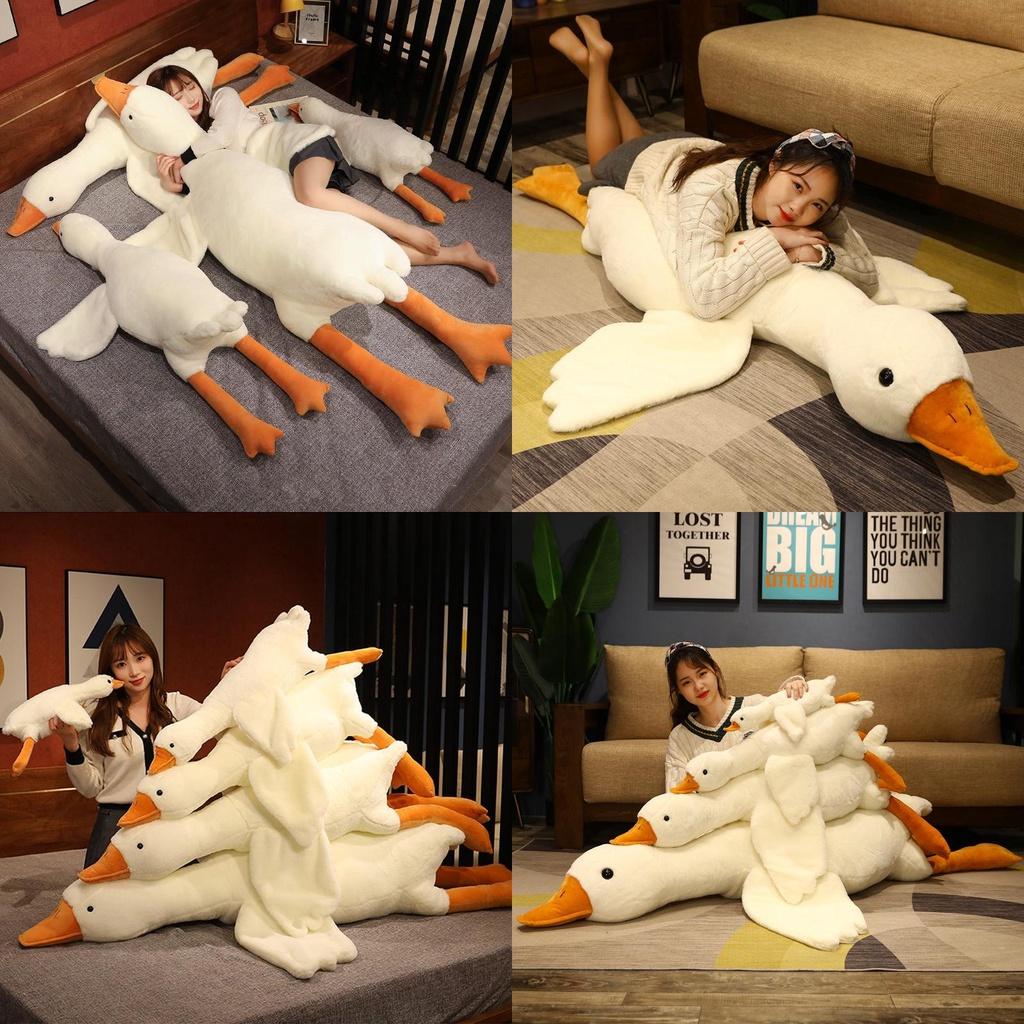 Huge 19.7/35.4/51.2in White Goose Plush Sleeping Toy Cushion For Kids