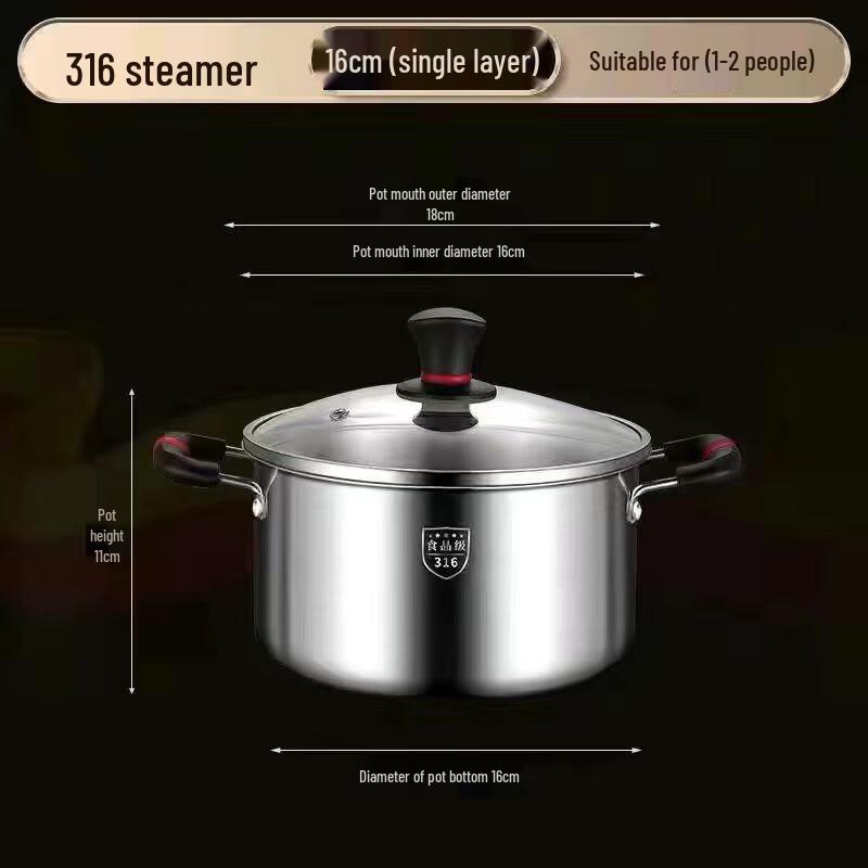 

ZISIZ Stainless Steel Soup Pot with Steamer