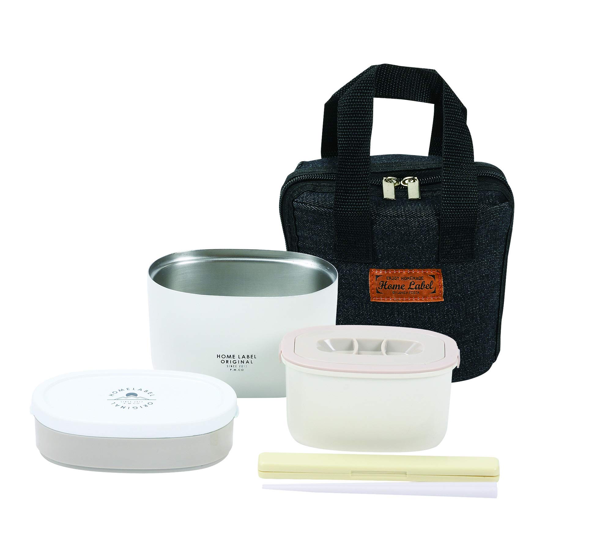 

Pearl Metal Home Label Ланч-бокс из нержавеющей стали, тонкий, 680 мл, с сумкой, белый, HB-5445 белый