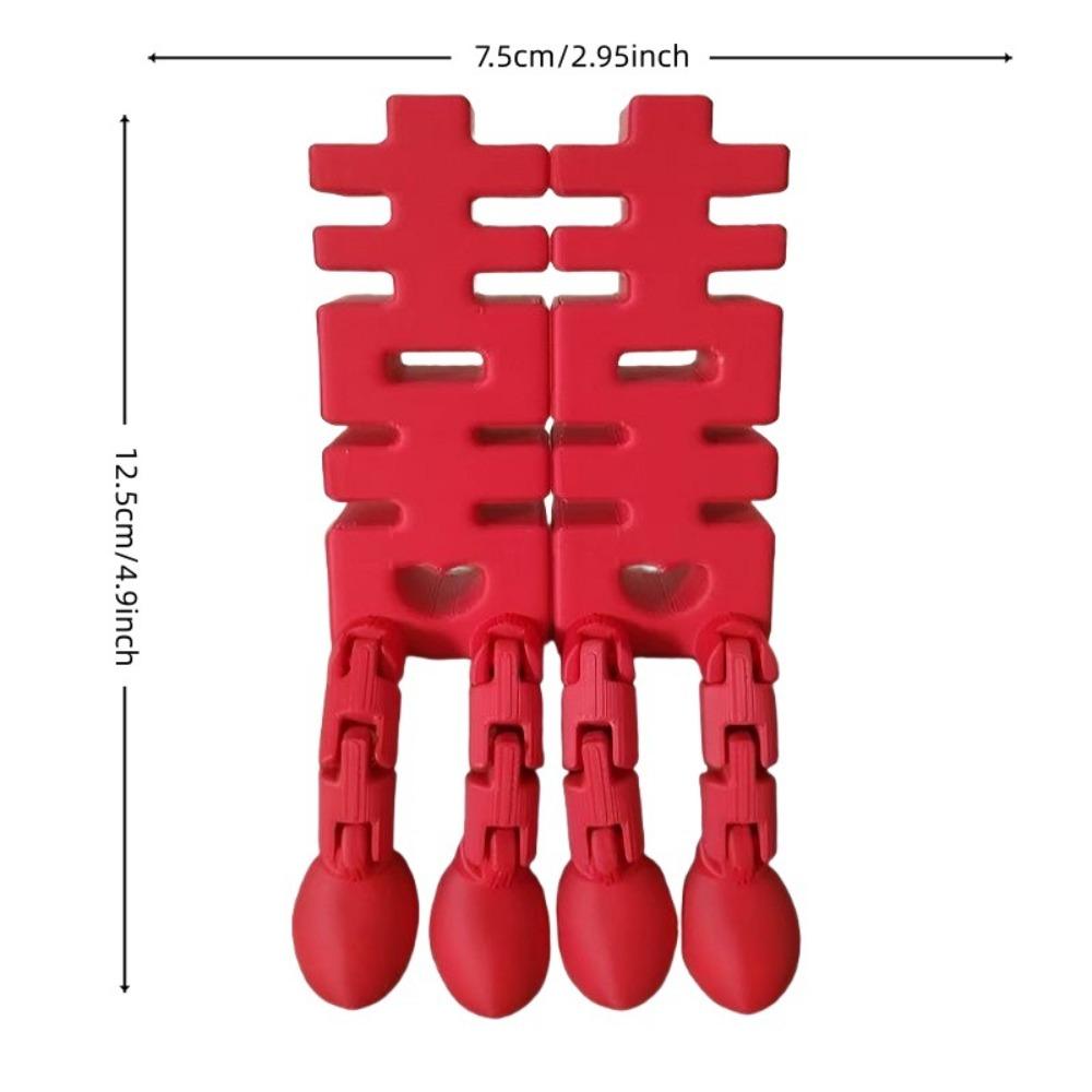 New 3D Red Xi Word Ornaments Double Happiness Plastic Chinese Wedding Supplies Traditional Room Decor Wedding Gift
