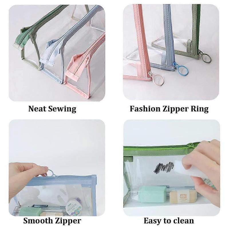 4 PCS Pencil Clear Case, Multifonction Organizer Bag Transparent Travel Cosmetic Bag, Multi-Purpose Office College School Gift